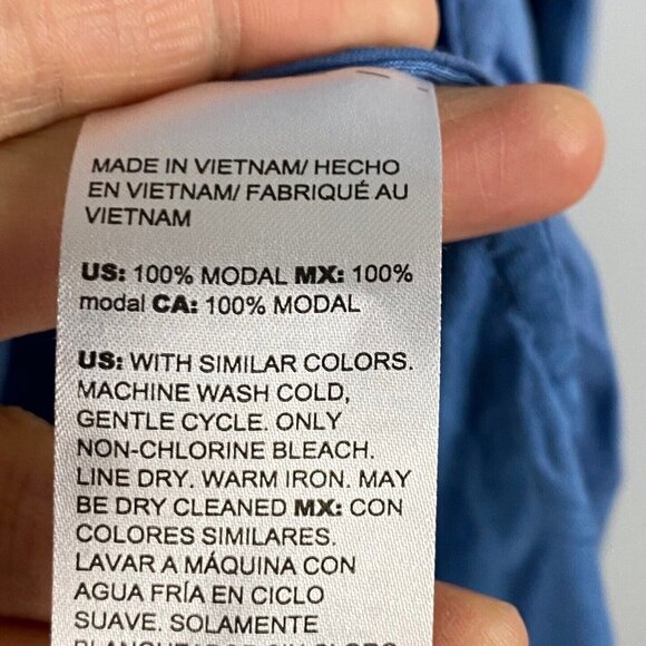 Chicos Blouse Shirt Blue Modal V Neck Long Sleeve Size 2 - US 12/14 - Picture 4 of 9